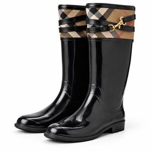 Burberry Black and Tan Ankle Boots